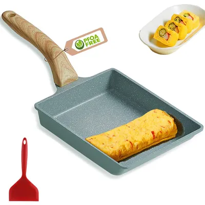 Productafbeelding van Tamagoyaki-omeletpan - Mini-eierpan met siliconen spatel en antiaanbaklaag