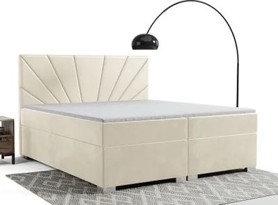Produktbild von FurMeb24 - Boxspringbett , Ehebett  200x200cm AMADI Hotelbett , Polsterbett , Doppelbett , inklusive TopperFarbe : Velutto 02