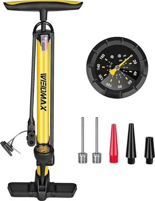 Produktbild von Famanu Fahrradpumpe mit Doppelventilkopf und Manometer - Schwarz