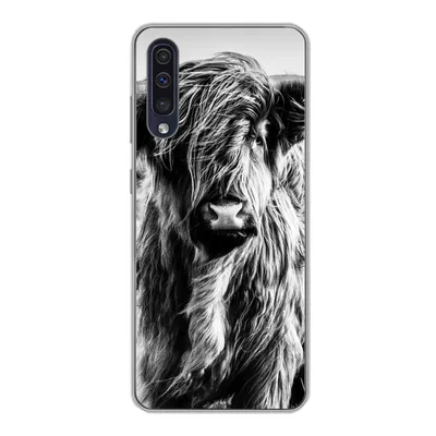 Produktbild von MuchoWow® Handyhülle Schutzhülle Hülle für Samsung Galaxy A30s Schottischer Highlander - Natur - Kuh - Schwarz - Weiß Silikon Softcase Handy Hülle - Karteninhaber