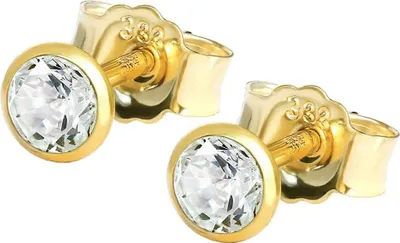 Produktbild von Paar Kleine Ohrstecker 3,5mm Gelbgold 333 8 Karat Gold Ohrringe Zirkona Weiß