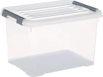 Aufbewahrungsbox 20 L, 40x29x25 cm, transparent/silber, stapelbar
