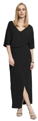 Produktbild von Damen Maxikleid mit Schlitz V-Ausschnitt; Schwarz 40