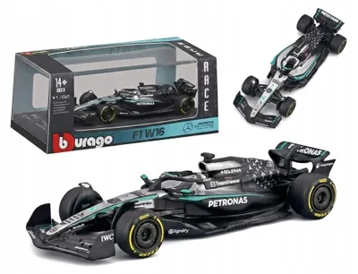 Image de Bburago, modèle réduit Mercedes-AMG F1 W16 2025, George Russell, échelle 1:64, Formule 1, objet de collection