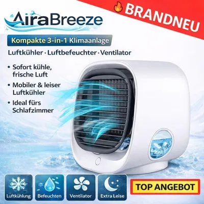 Produktbild von AiraBreeze™ Mini Klimaanlage Luftkühler Tragbar Ventilator Schlafzimmer Leise
