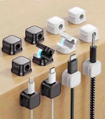 Produktbild von Famanu Magnetische Kabelhalter – 12 Stück in Schwarz und Weiß