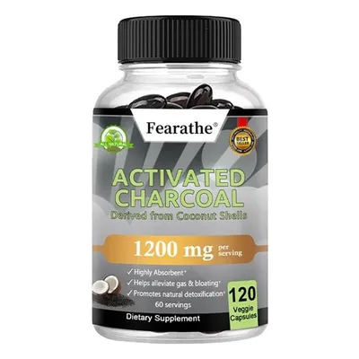 Obrázok produktu pre Aktívne uhlie 1200 mg (120 kapsúl) – doplnok stravy, aktívne uhlie, žalúdok, nadúvanie, detoxikácia, prečistenie, zdravie čriev, zdravie žalúdka