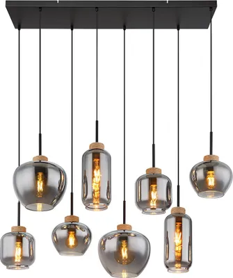 Produktbild von Pendelleuchte, Schwarz-matt, Glas Rauchfarbe, L 105 cm