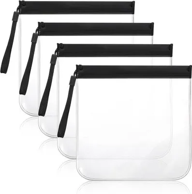 Immagine prodotto di Borsa da viaggio resistente all'acqua - Set da 4 pezzi - 1 litro - A prova di umidità - Accessorio per il bagaglio a mano - Per liquidi e prodotti per la cura personale