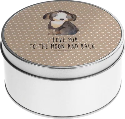 Produktbild von Mr. & Mrs. Panda Metallbox Hund Entspannen - Hundeglück - Geschenk, Treue, Liebe, Blechdose, schmuckdosen, Dose, Kaffeedose, Keksdose, Verliebt