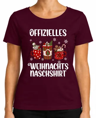 Imagen del producto de Navidad, dulces, perezoso, divertido - Camiseta navideña para mujer, color burdeos, talla M