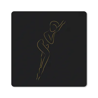 Produktbild von MuchoWow® Mauspad Mousepad Frau - Schwarz - Gold - Strichzeichnung 20x20 cm - Mousepads - Maus Mat - Pad - Mausunterlage - Desk Mat - Bureauartikeln