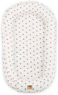 Image de PIMKO Nid pour bébé Nid douillet cocon pour nourrissons et nouveau-nés 60 x 90 cm 100% coton mousseline - coeurs blancs