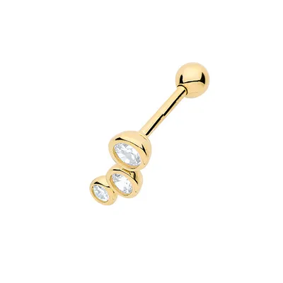 Produktbild von Wunderschöne 9 Karat (375) Gold Damen - Einzel Knorpel Ohrstecker mit Zirkonia - 10mm*4mm; TRS38076