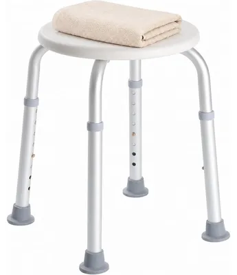 Image de Tabouret de douche rond siège de douche seniors salle de bain - Ø 32 cm - Hauteur réglable 40 à 56 cm - Antidérapant - Aluminium