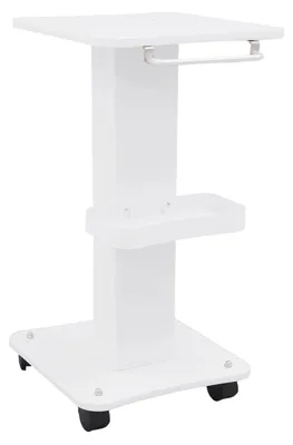 Produktbild von Salontrolley - Friseurwagen auf Rollen - 40 kg Tragkraft - 35x38x68 cm - 360° leise Rollen - Abnehmbare Ablage - Weiß