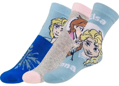 Zdjęcie produktu dla Skarpety dziecięce Frozen 2 – zestaw 3 par – 27-30 – różowe, niebieskie, szare