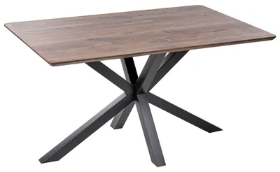 Zdjęcie produktu dla BELIANI Stół do jadalni ciemnobrązowy czarny blat MDF żelazne czarne nóżki 140 x 90 cm prostokątny nowoczesny wygląd