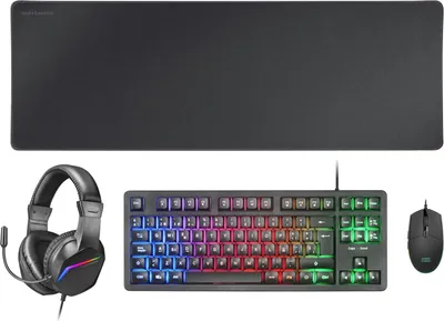 Produktbild von Pack Gaming-Tastatur Fixed RGB + Gaming-Maus RGB Flow 3200 DPI + Headset Over-Ear RGB + XXL Mousepad, Schwarz, Französische Sprache