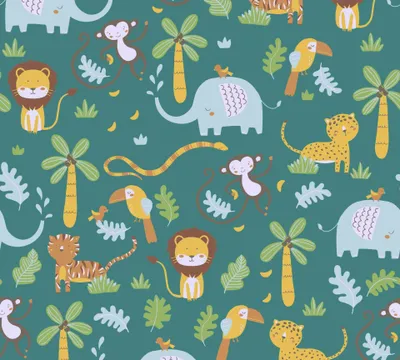 Immagine prodotto di Carta da parati in tessuto non tessuto 38115-1 Little Love animali della giungla blu giallo