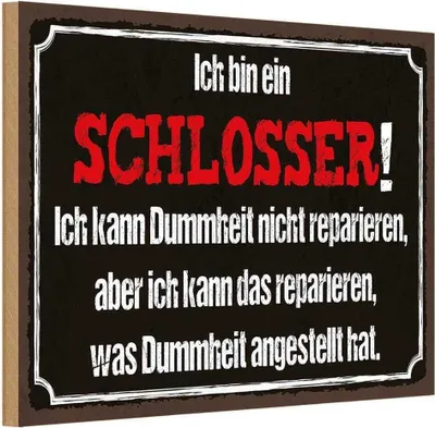 Produktbild von vianmo Holzschild 12x18 cm bin Schlosser kann reparieren Beruf Arbeit