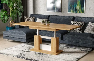 Image de Endo-Möbel Table basse Fabel 110-170 extensible réglable en hauteur avec rallonge synchrone (Chêne Craft)