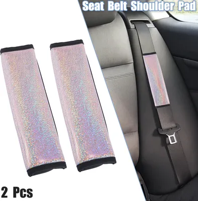 Image de 2pcs Universel Bling Ceinture Sécurité Épaule Tampon Couverture pour Voiture Rose Rouge