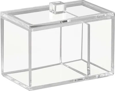 Obrázek produktu pro Držák na vatové tampony a vatové tyčinky, organizér, 2 přihrádky, průhledný, plast - iDesign | Clarity
