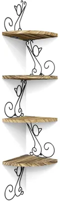 Productafbeelding van Boekenkast, wandplank, vintage stijl, katvorm, massief hout, bruin, 4 planken