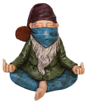Produktbild von Gartenfigur: Meditierende Figur mit Hut und erhobenem Mittelfinger