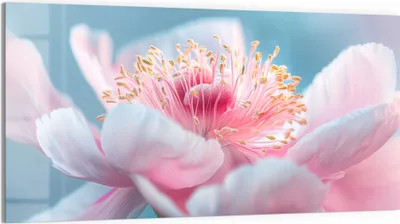 Produktbild von DEQORI Glasbild Echtglas 100x50 cm 'Pfingstrosenpoesie' Wandbild Bild modern Deko