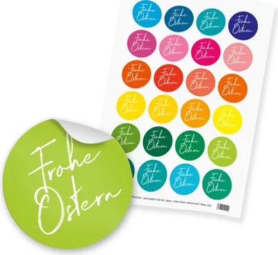 Produktbild von itenga 24x Sticker Frohe Ostern schlicht bunt (Motiv 222)