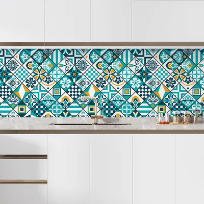 Produktbild von Klebefolie für Küchenrückwand – Lumaléa – Zementfliesen-Effekt – Klebefolie + GLANZ-Schutz – 60 x 60 cm