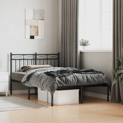 Produktbild von Cloris Designermöbel Bettgestell mit Kopfteil Metall Schwarz 120x190 cm 2024 Neu