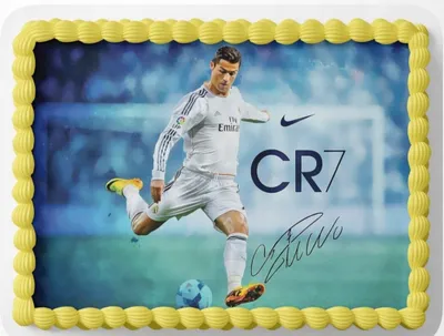 Produktbild von Essbar Fußball Ronaldo CR7 Tortenaufleger Torte Tortenbild Zuckerbild Premium 0,6 cm (M45)