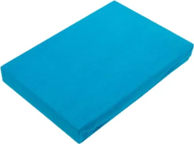 A turquoise fitted sheet for a waterbed is shown on a white background.