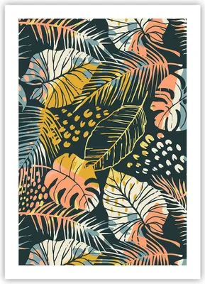 Produktbild von Poster - Poster ohne Rahmen - Blätter modern bunt - 50x70 cm - Wand Bild - Wanddeko - Wandbilder - Kunstposter - Wandposter - Bilder - Kunstdruck - Wanddekoration - Wandbild - P2XPA50x70-4630