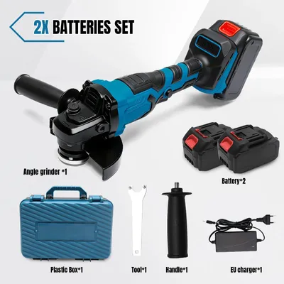 Immagine prodotto di Smerigliatrice angolare a batteria - 125 mm Senza spazzole - 3 velocità - 18 V - Con 2 batterie - Oro