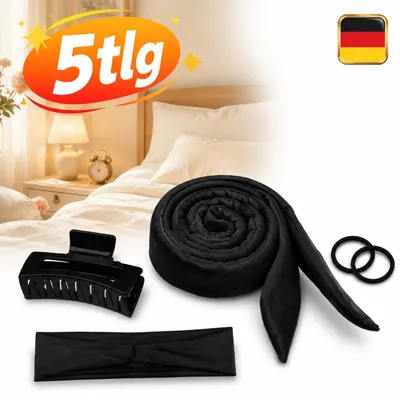 Produktbild von Lockenband Schwarz Lockenwickler Set ohne Hitze 5 Stück wärmefrei Samt bequem