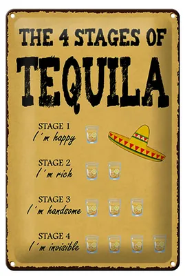 Produktbild von Blechschild Spruch 12x18 cm The 4 stages of Tequila Deko Schild