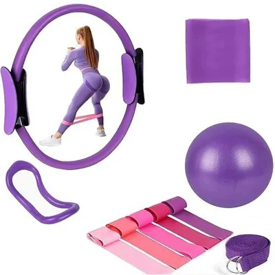 Zdjęcie produktu dla Zestaw pilates 10 elementów pierścień piłka taśmy dla początkujących