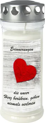 Produktbild von Grabkerze - Gedenkkerze - Grablicht Motiv Herz Dauerbrenner 7 Tage