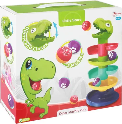 Productafbeelding van Toi-Toys dinosaurus knikkerbaan, geschikt voor kinderen vanaf 6 maanden, inclusief 2 knikkers