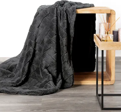 Produktbild von EUROFIRANY | Decke - 150 x 20 cm - graue Sofadecke - geometrisches Muster