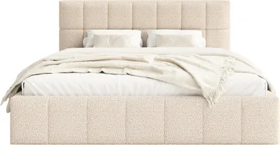 Produktbild von FEDVE Polsterbett Moura aus Bouclé-Stoff 140x200 cm, Cremeweiß