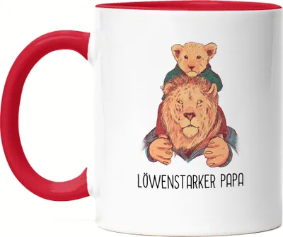 Produktbild von Löwenstarker Papa Tasse Rot Spruch Löwenpapa Vatertag Geschenkidee Bester Papa Dad