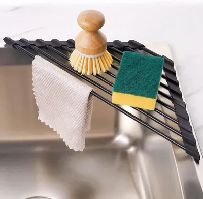 Zdjęcie produktu dla Suszarka do naczyń trójkątna - organizer kuchenny - do suszenia naczyń - składana - 40 cm - czarna