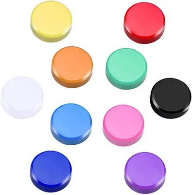 Immagine prodotto di Confezione da 10 magneti rotondi colorati da frigo