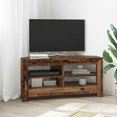 Zdjęcie produktu dla Maison Exclusive – narożna szafka pod telewizor ze starego drewna 102 x 40,5 x 45 cm Materiał drewnopochodny