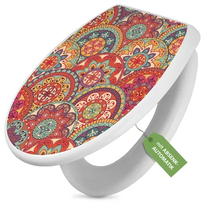 Produktbild von Toilettendeckel weiß mit Absenkautomatik und Motiv Rosetten [TDW 10756]